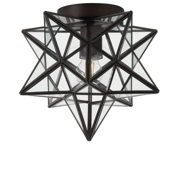 Stella 12" Moravian Star Metal/Clear Glass LED Flush Mount - JONATHAN Y
